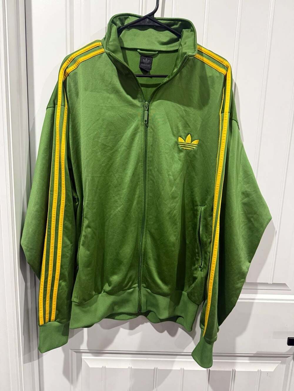 adidas Originals Green Yellow Trefoil Track Jacket XL Y2K Zip Up Retro 2009 - Picture 2 of 11